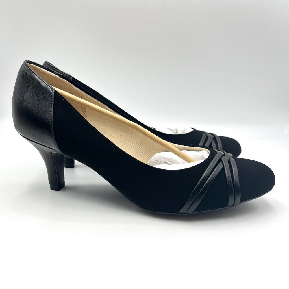 Lifestride Womens Size 11 Pascal Classic Black Faux Leather Pumps‎ Heels Shoes